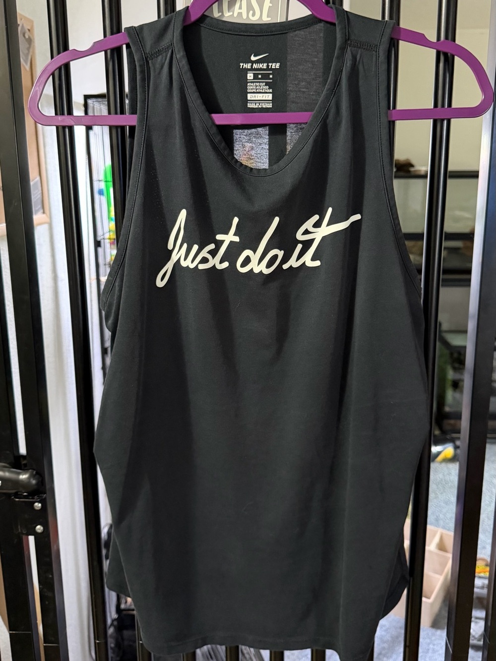 Nike Black Tank Top with White "Just Do It" Script